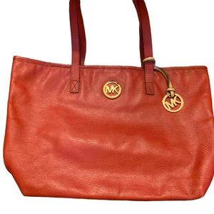 Red Michael Kors Jet Set Tote